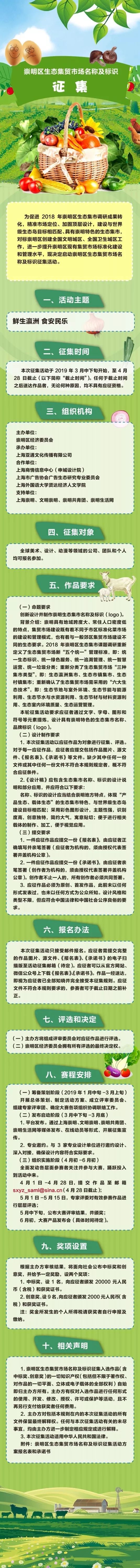 20000元 崇明生態集貿市場名字及標志設計比賽，期待你的創意